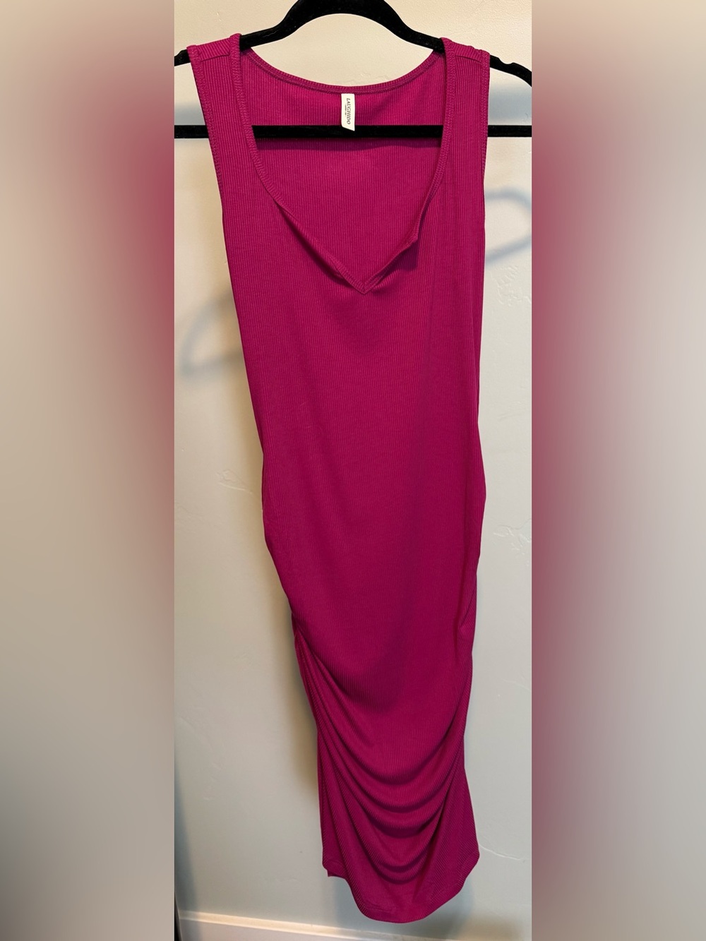 Women's Fuchsia Ribbed Midi Skirt